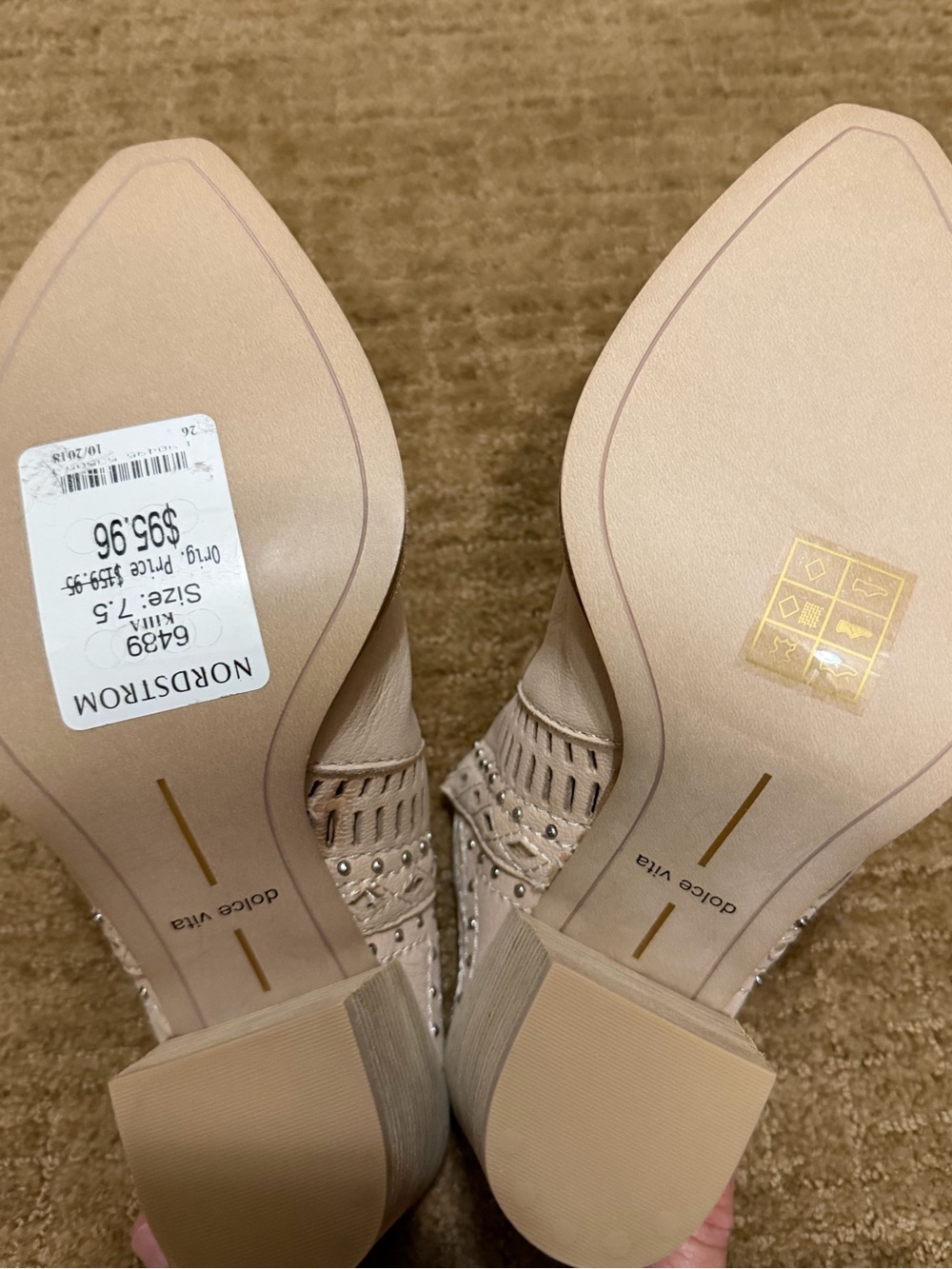 Dolce Vita Cream Pointed-Toe Slip-On Mules with Braided Cutout Detail - Picture 2 of 5